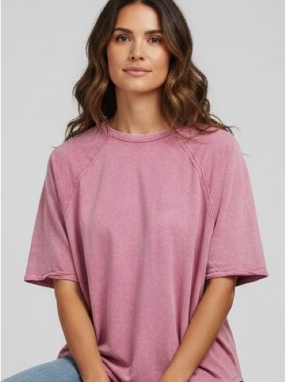 NWT Zenana Acid Wash Pink Relaxed Crewneck Short Sleeve Tee